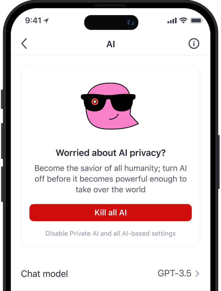 You can turn off Private AI