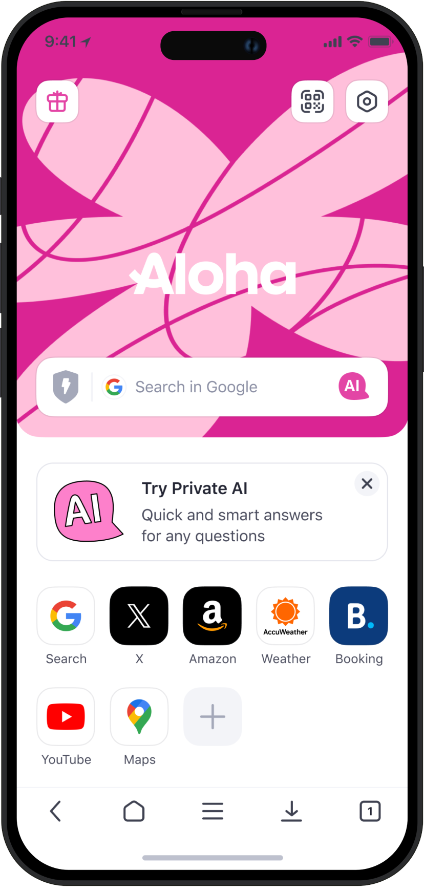 Aloha Browser with Private AI assistant